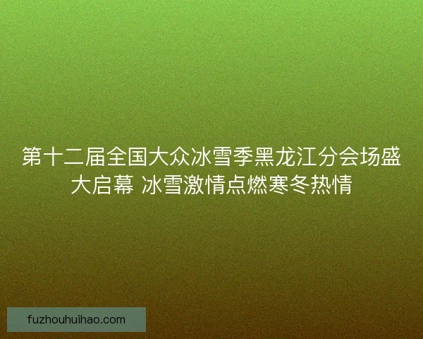 第十二届全国大众冰雪季黑龙江分会场盛大启幕 冰雪激情点燃寒冬热情