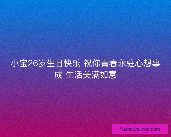 小宝26岁生日快乐 祝你青春永驻心想事成 生活美满如意