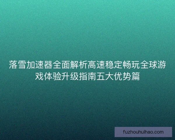 落雪加速器全面解析高速稳定畅玩全球游戏体验升级指南五大优势篇